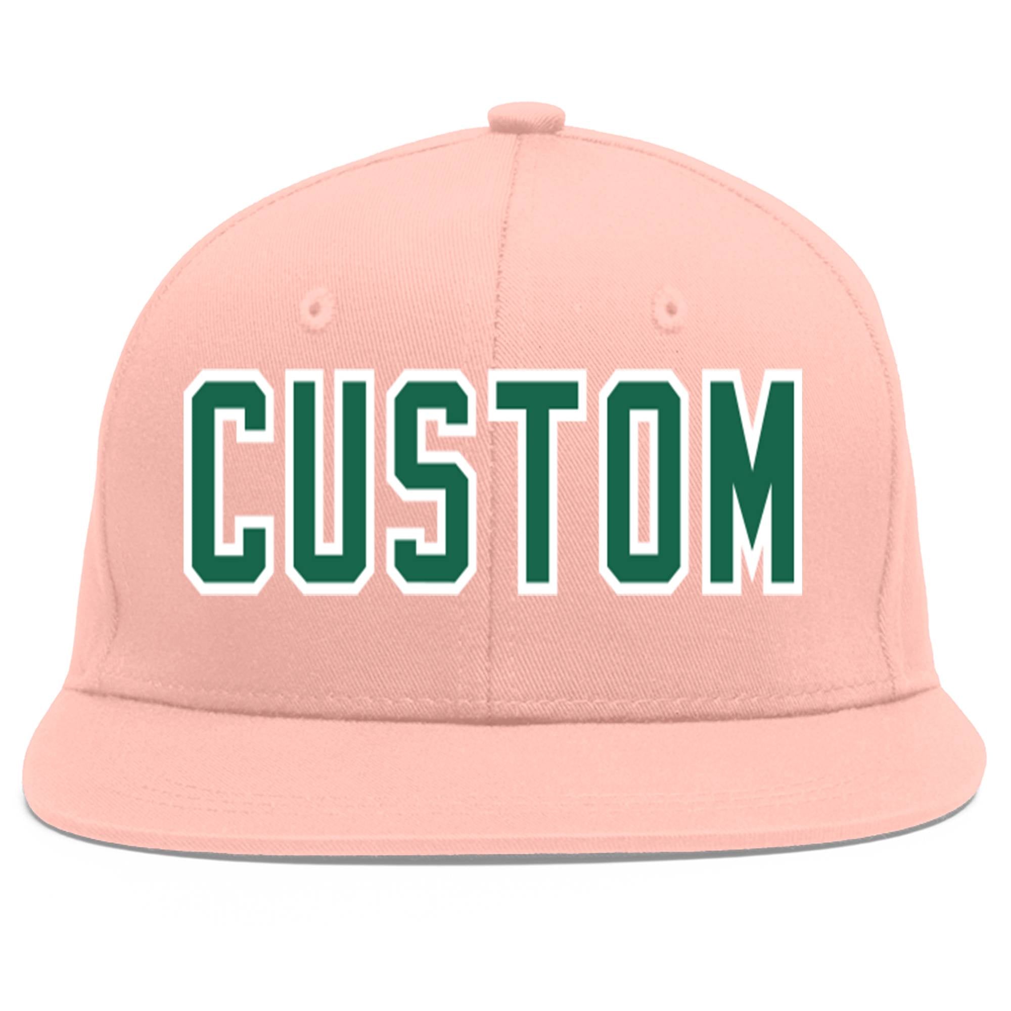 Casquette de baseball personnalisée rose Kelly vert-blanc plat Eaves Sport