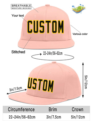 Custom Pink Black-Gold Flat Eaves Sport Baseball Cap