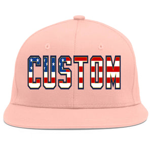 Casquette de baseball de sport rose personnalisée avec drapeau américain vintage et avant-toit plat