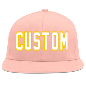 Casquette de baseball sport personnalisée rose blanc-or Flat Eaves