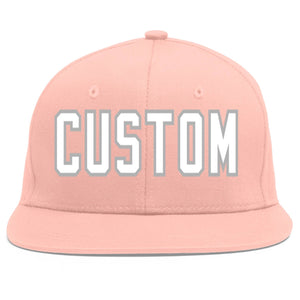 Casquette de baseball sport personnalisée rose blanc-gris Flat Eaves