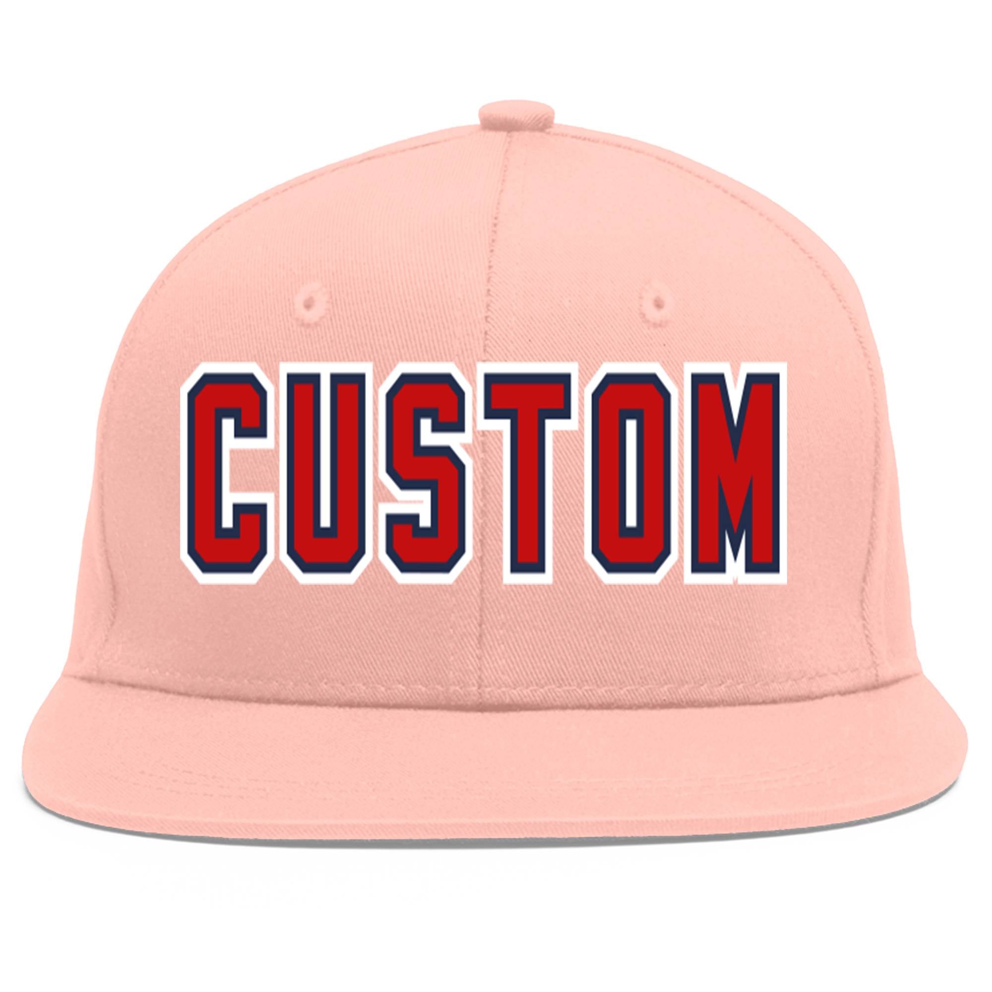 Casquette de baseball sport personnalisée rose rouge-marine Flat Eaves