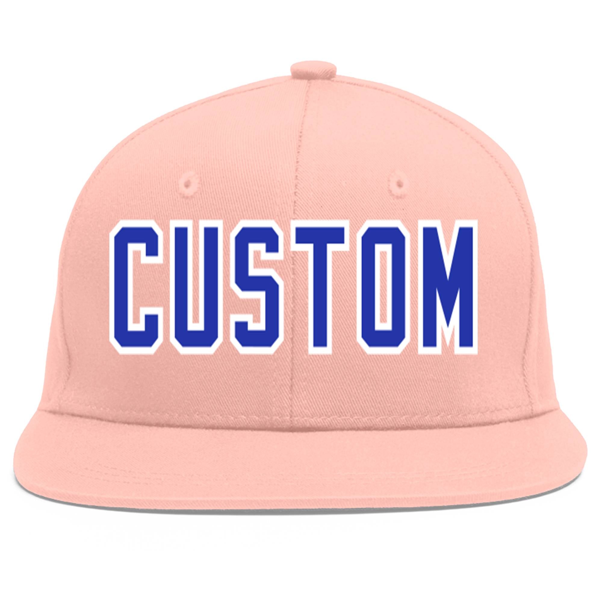 Casquette de baseball sport personnalisée rose Royal-White Flat Eaves