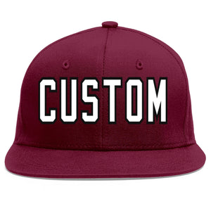 Casquette de baseball personnalisée Crimson White-Black Flat Eaves Sport