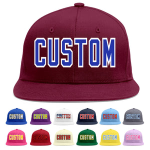 Casquette de baseball sport personnalisée Crimson Royal-White Flat Eaves