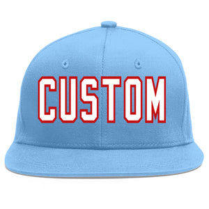 Casquette de baseball sport personnalisée bleu clair blanc-rouge