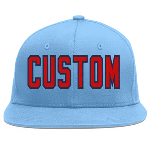 Casquette de baseball sport personnalisée bleu clair rouge-marine Flat Eaves