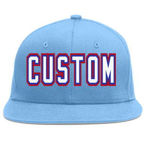 Casquette de baseball personnalisée bleu clair blanc-royal Flat Eaves Sport