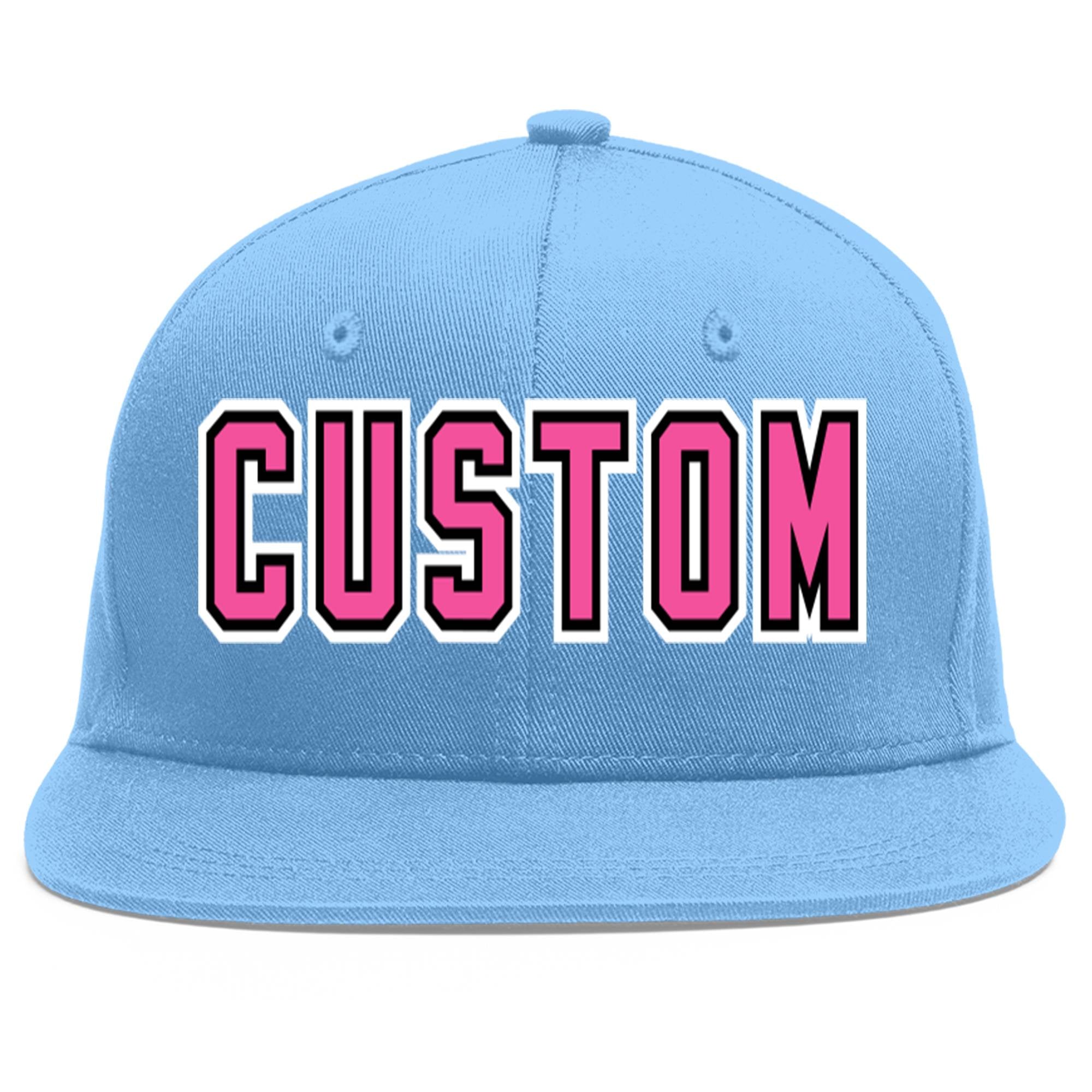 Casquette de baseball sport personnalisée bleu clair rose-noir Flat Eaves