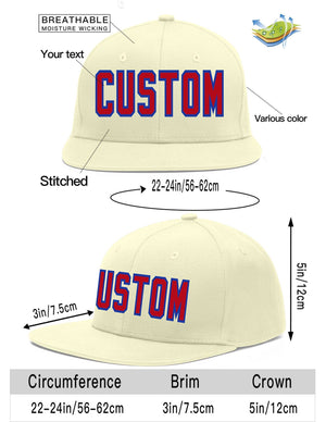 Custom Cream Red-Royal Flat Eaves Sport Baseball Cap