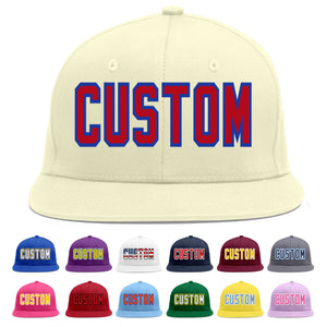 Custom Cream Red-Royal Flat Eaves Sport Baseball Cap