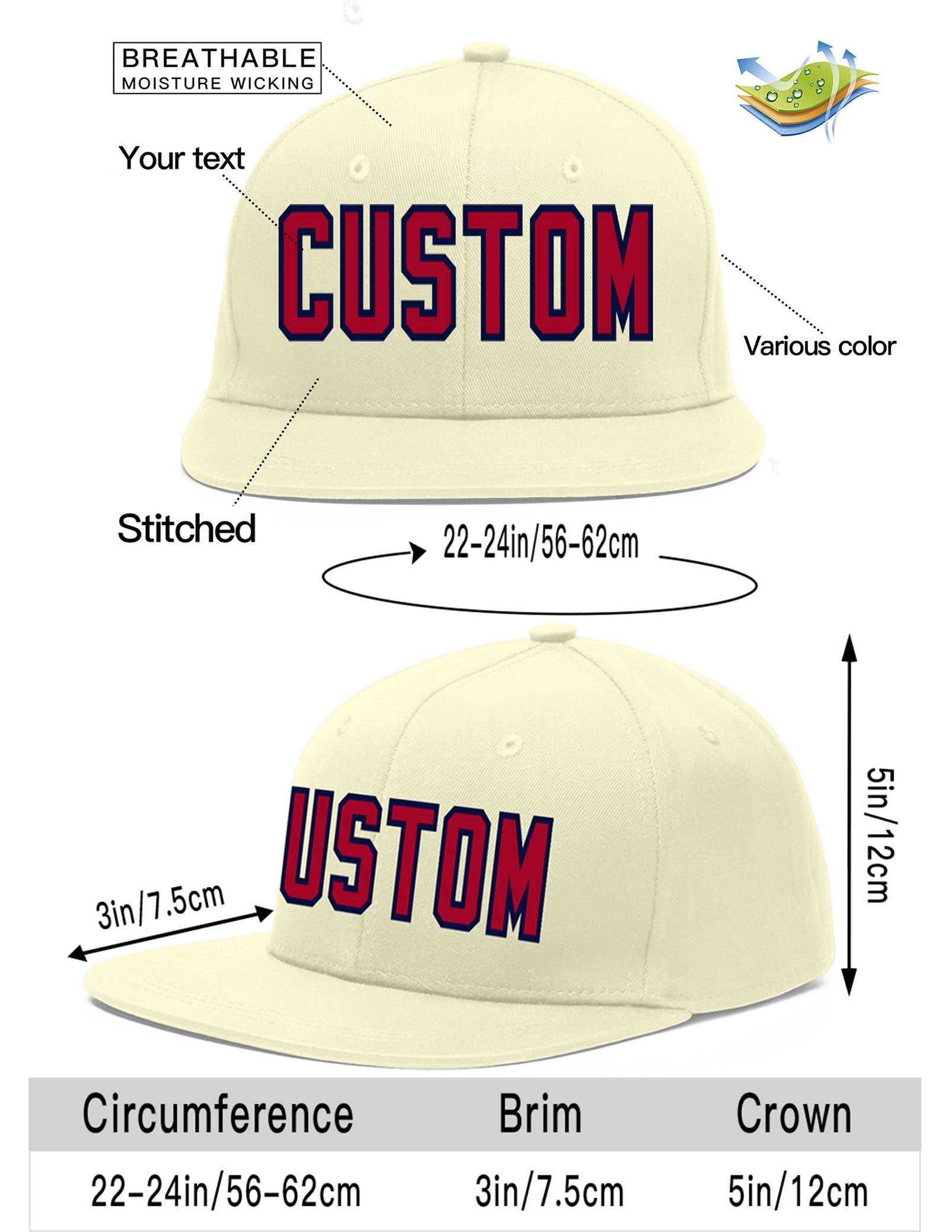 Custom Cream Red-Navy Flat Eaves Sport Baseball Cap