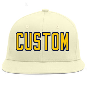 Casquette de baseball sport personnalisée crème or-marine plate Eaves