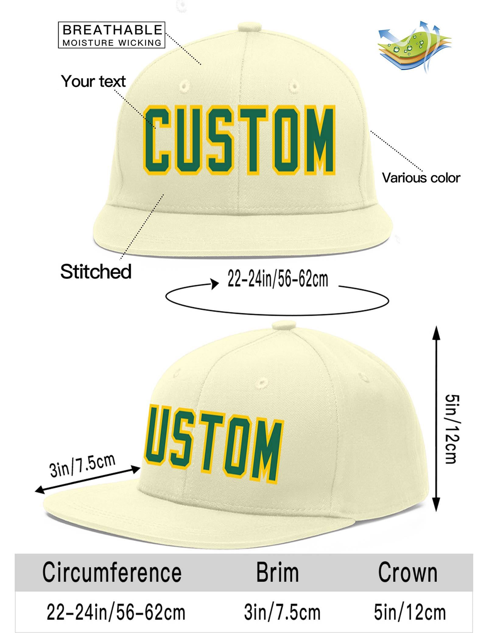 Custom Cream Kelly Green-Gold Flat Eaves Sport Baseball Cap