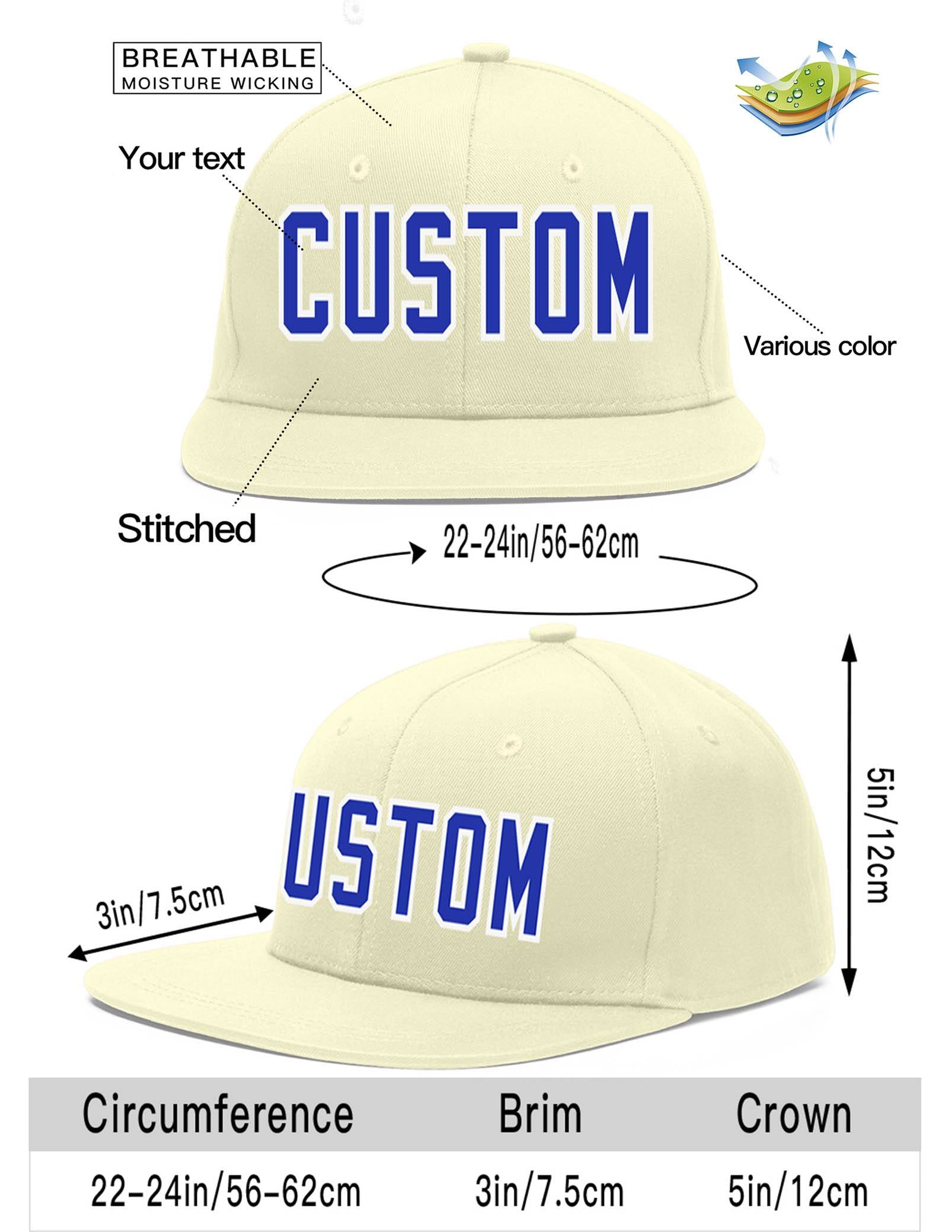 Custom Cream Royal-White Flat Eaves Sport Baseball Cap