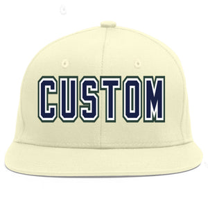 Casquette de baseball sport à Eaves plates bleu marine-blanc crème personnalisée