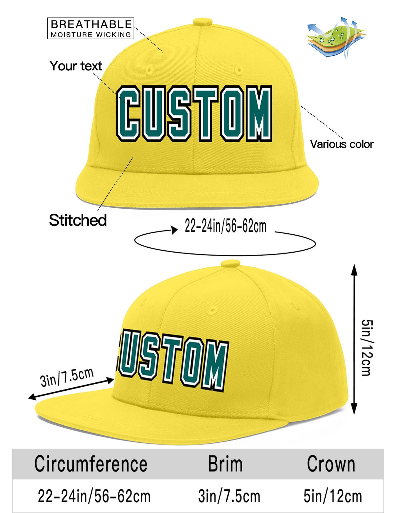 Custom Light Gold Aqua-White Flat Eaves Sport Baseball Cap