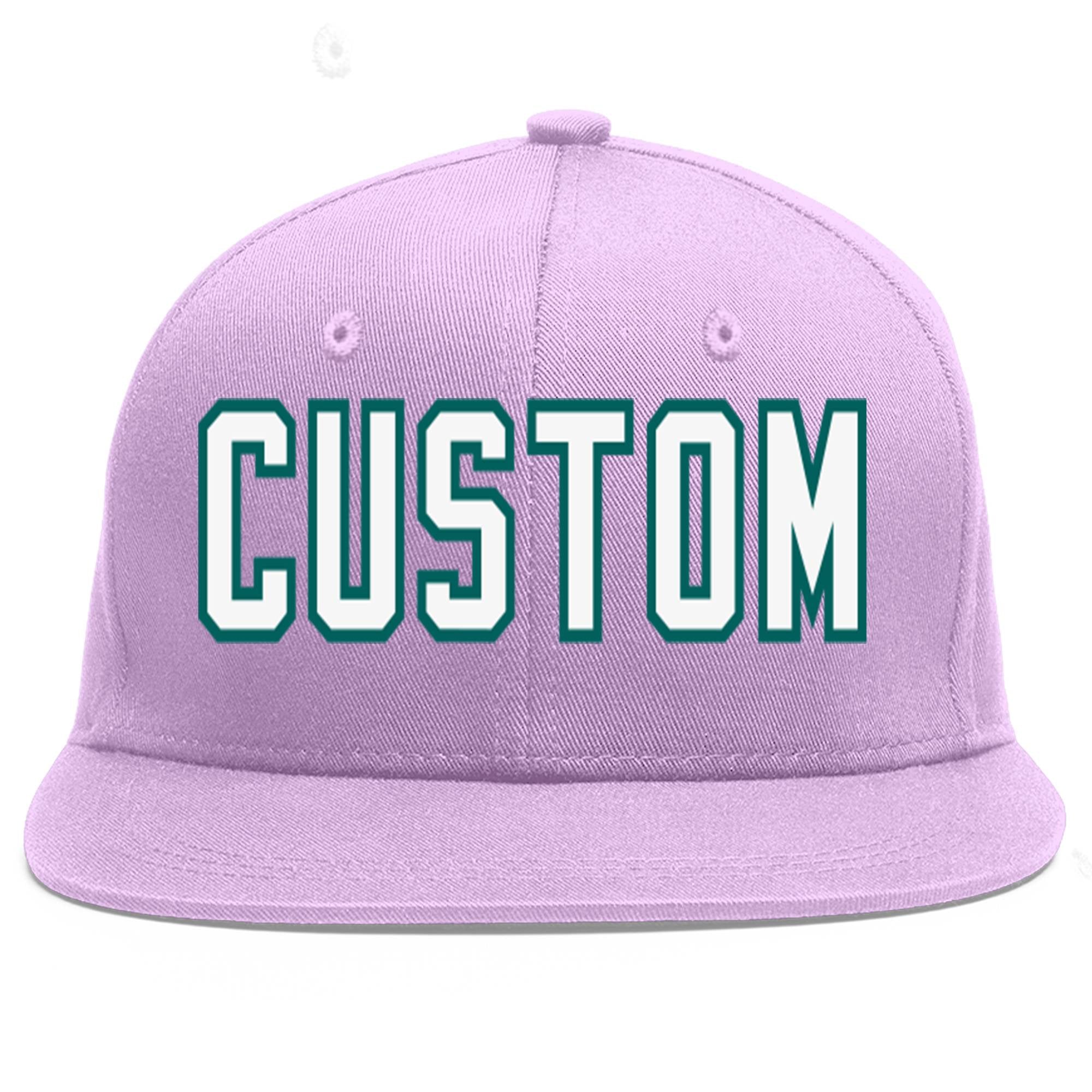 Custom Light Purple White-Aqua Flat Eaves Sport Baseball Cap