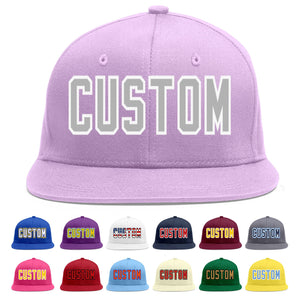 Custom Light Purple Gray-White Flat Eaves Sport Baseball Cap