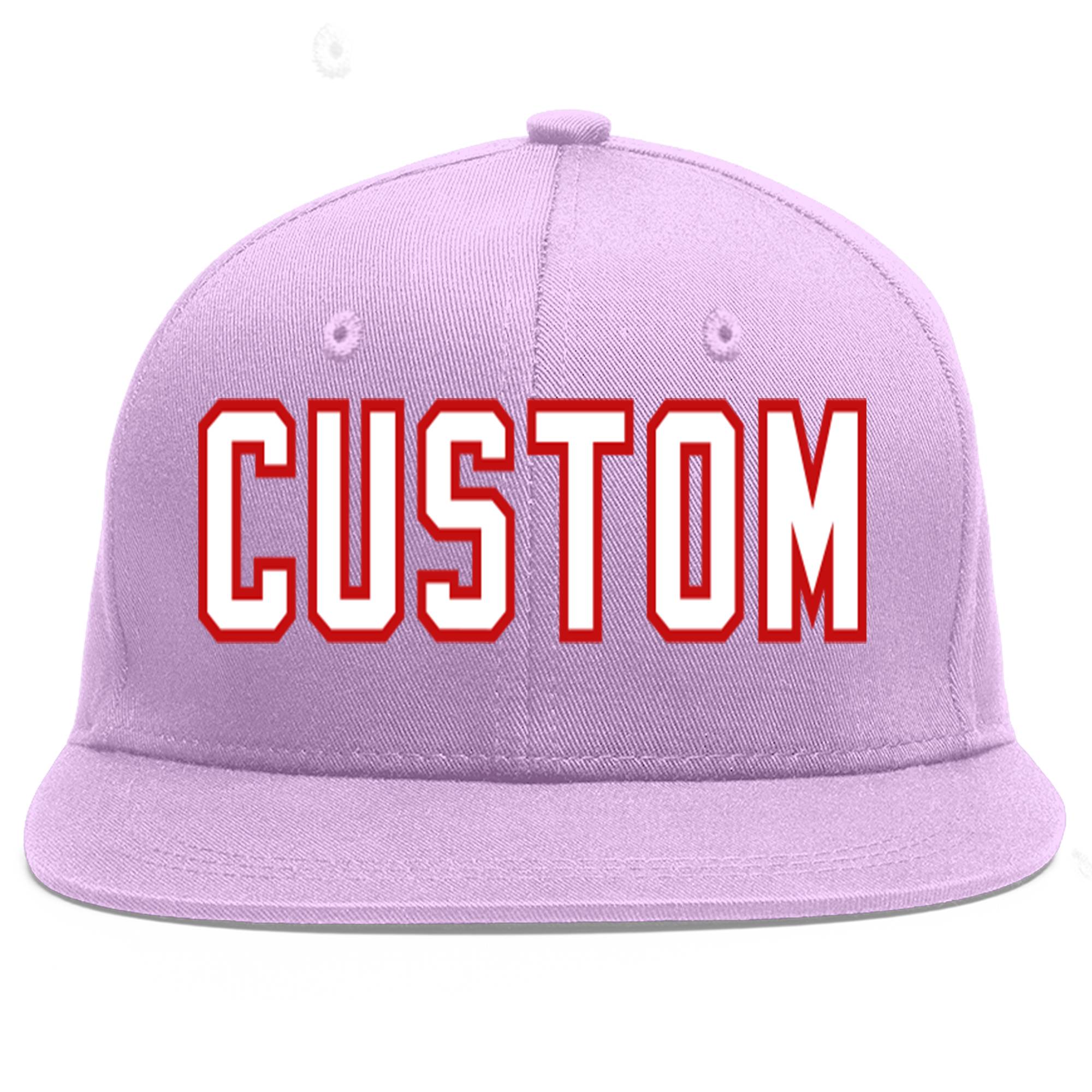 Casquette de baseball sport personnalisée violet clair blanc-rouge