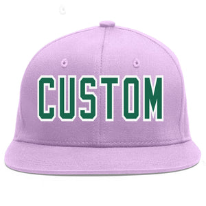 Casquette de baseball sport personnalisée violet clair Kelly vert-blanc avec avant-toit plat