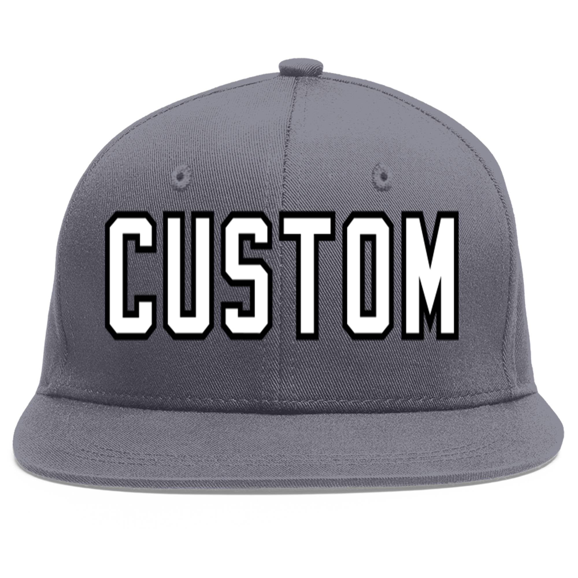 Casquette de baseball sport personnalisée gris foncé blanc-noir Flat Eaves