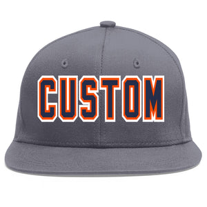 Casquette de baseball sport personnalisée gris foncé marine-orange Flat Eaves