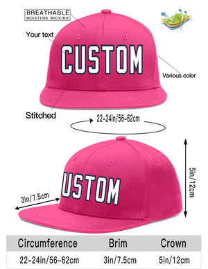 Custom Rose Red White-Navy Flat Eaves Sport Baseball Cap