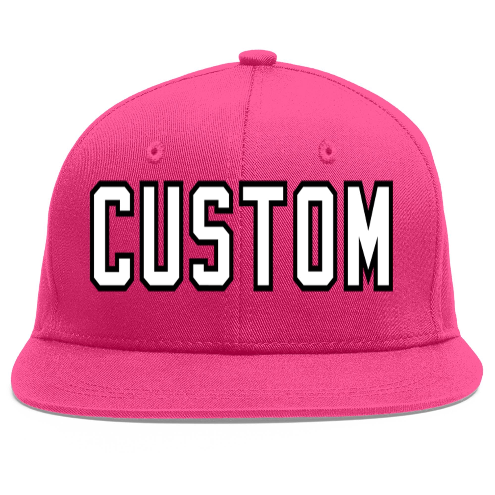 Custom Rose Red White-Black Flat Eaves Sport Baseball Cap