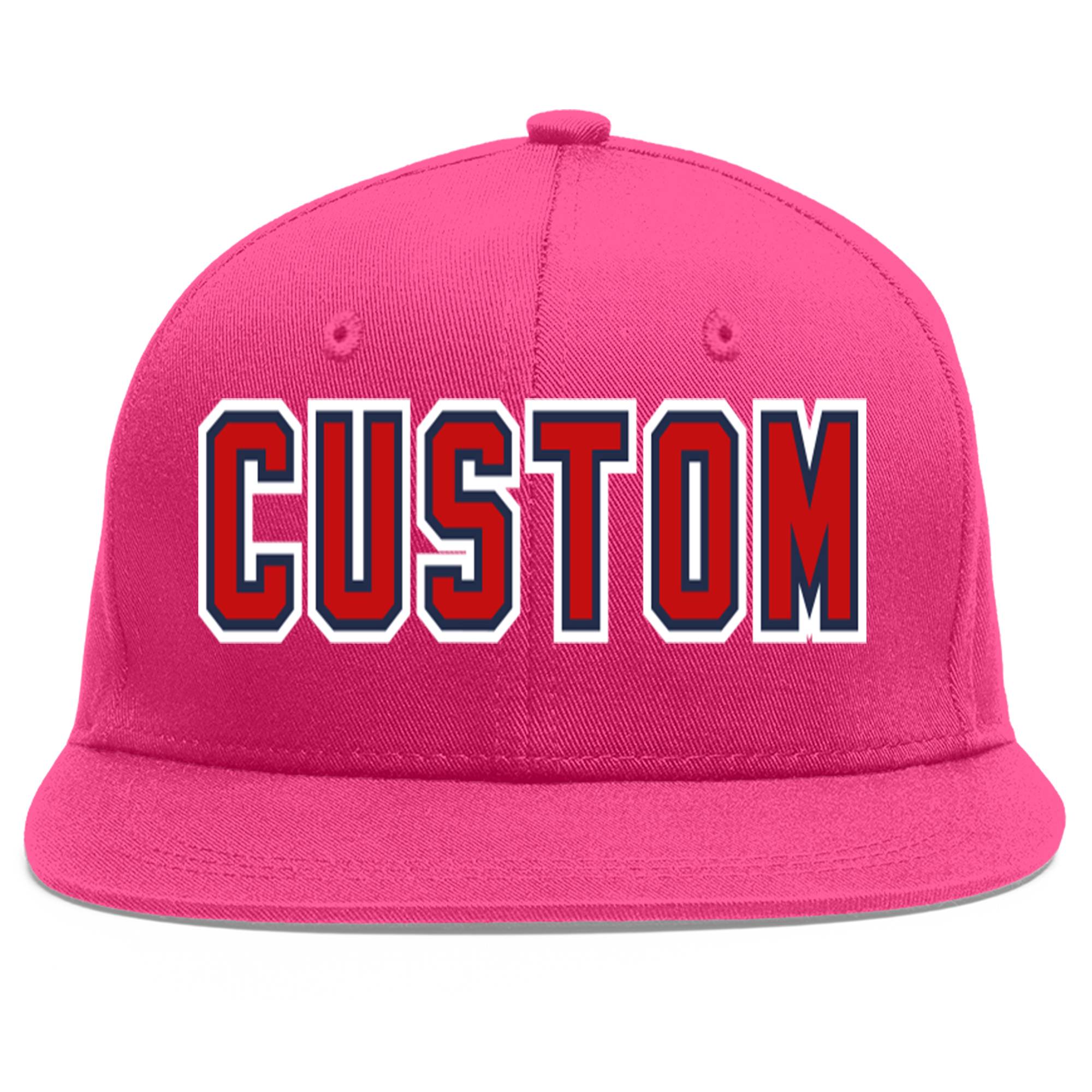 Casquette de baseball sport personnalisée Rose rouge rouge-marine Flat Eaves