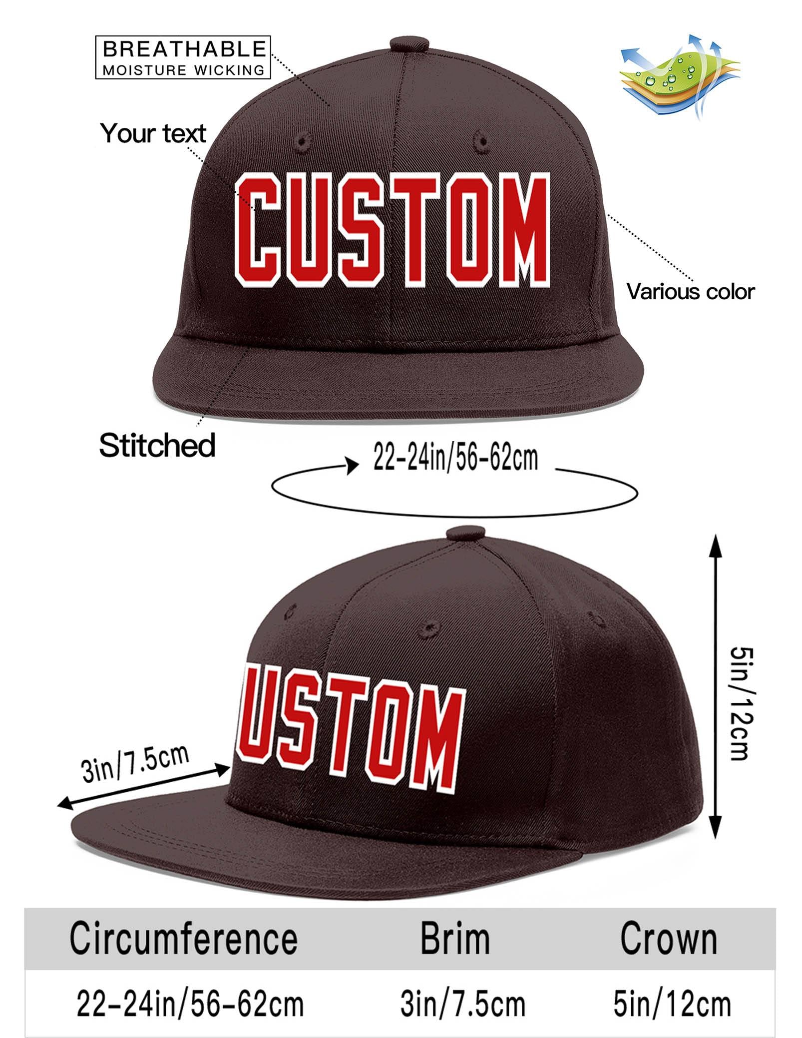 Custom Brown Red-White Flat Eaves Sport Baseball Cap