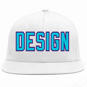 Conception personnalisée de casquette de baseball de sport à avant-toit plat bleu clair-violet blanc pour hommes/femmes/jeunes