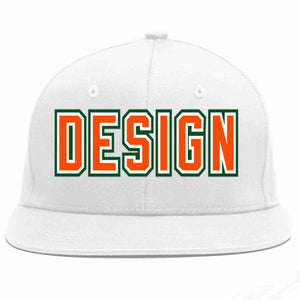 Conception personnalisée de casquette de baseball de sport à avant-toit plat blanc orange-blanc pour hommes/femmes/jeunes