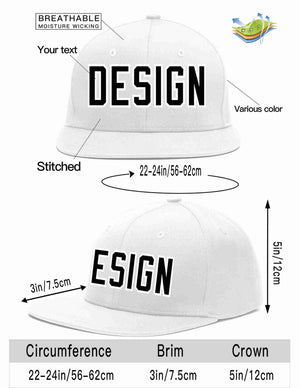 Custom White Black-White Flat Eaves Sport Baseball Cap Design for Men/Women/Youth