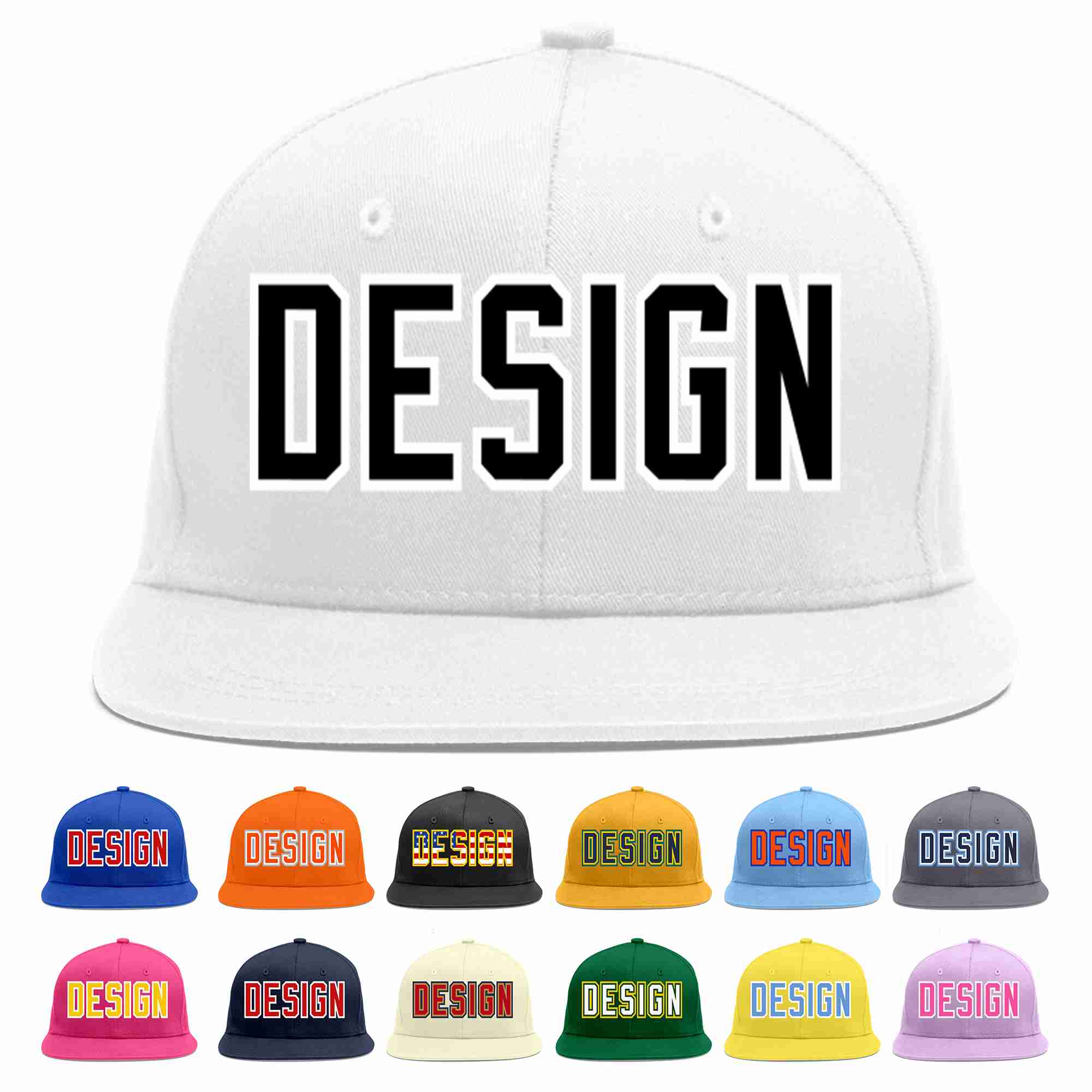 Custom White Black-White Flat Eaves Sport Baseball Cap Design for Men/Women/Youth