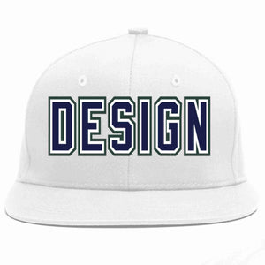 Conception personnalisée de casquette de baseball de sport à avant-toit plat blanc marine-blanc pour hommes/femmes/jeunes