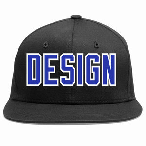 Custom Black Royal-White Flat Eaves Sport Baseball Cap Design for Men/Women/Youth