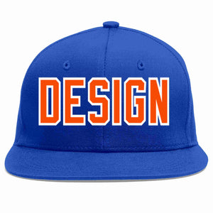 Custom Royal Orange-White Flat Eaves Sport Baseball Cap Design for Men/Women/Youth