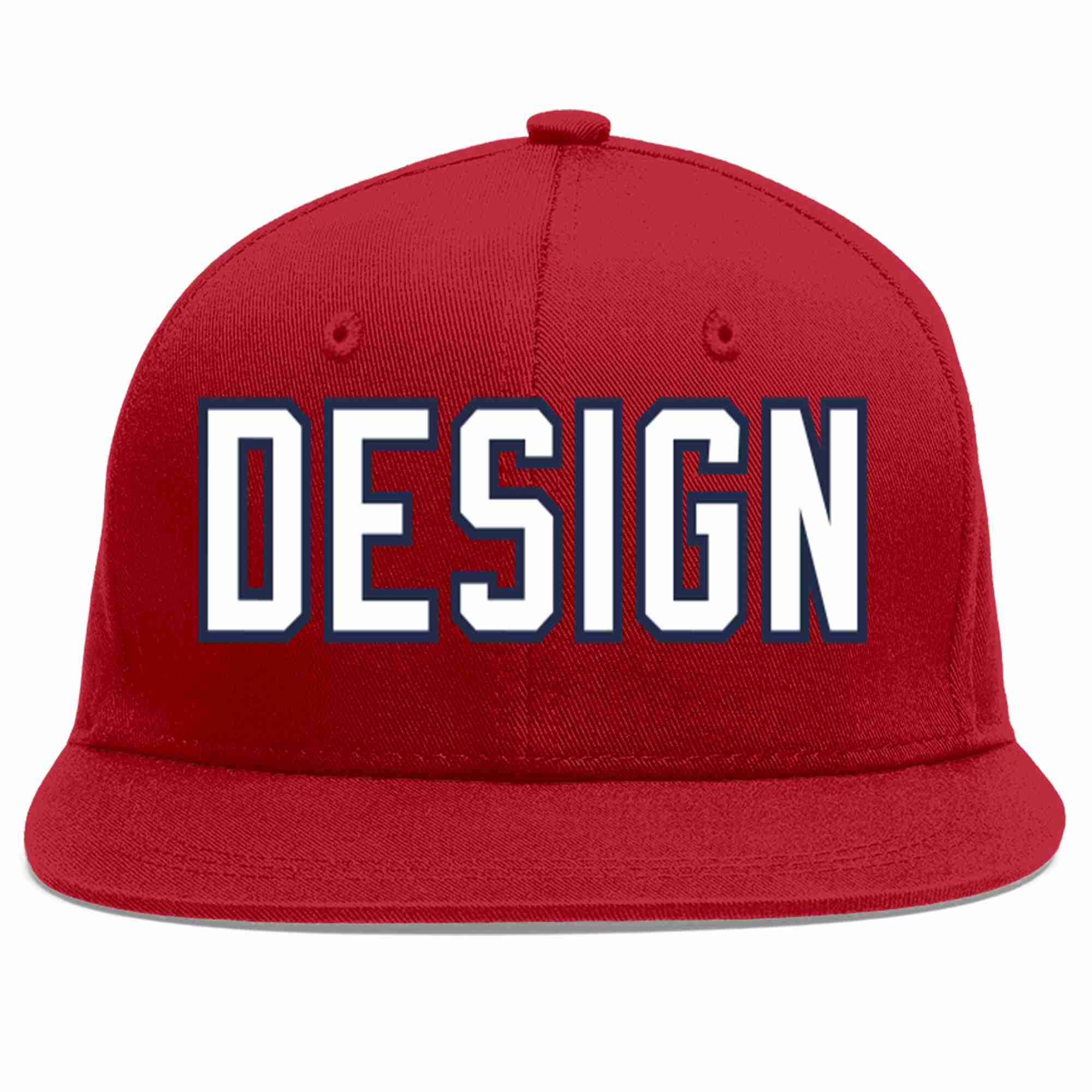 Conception personnalisée de casquette de baseball de sport à avant-toit plat rouge blanc-marine pour hommes/femmes/jeunes