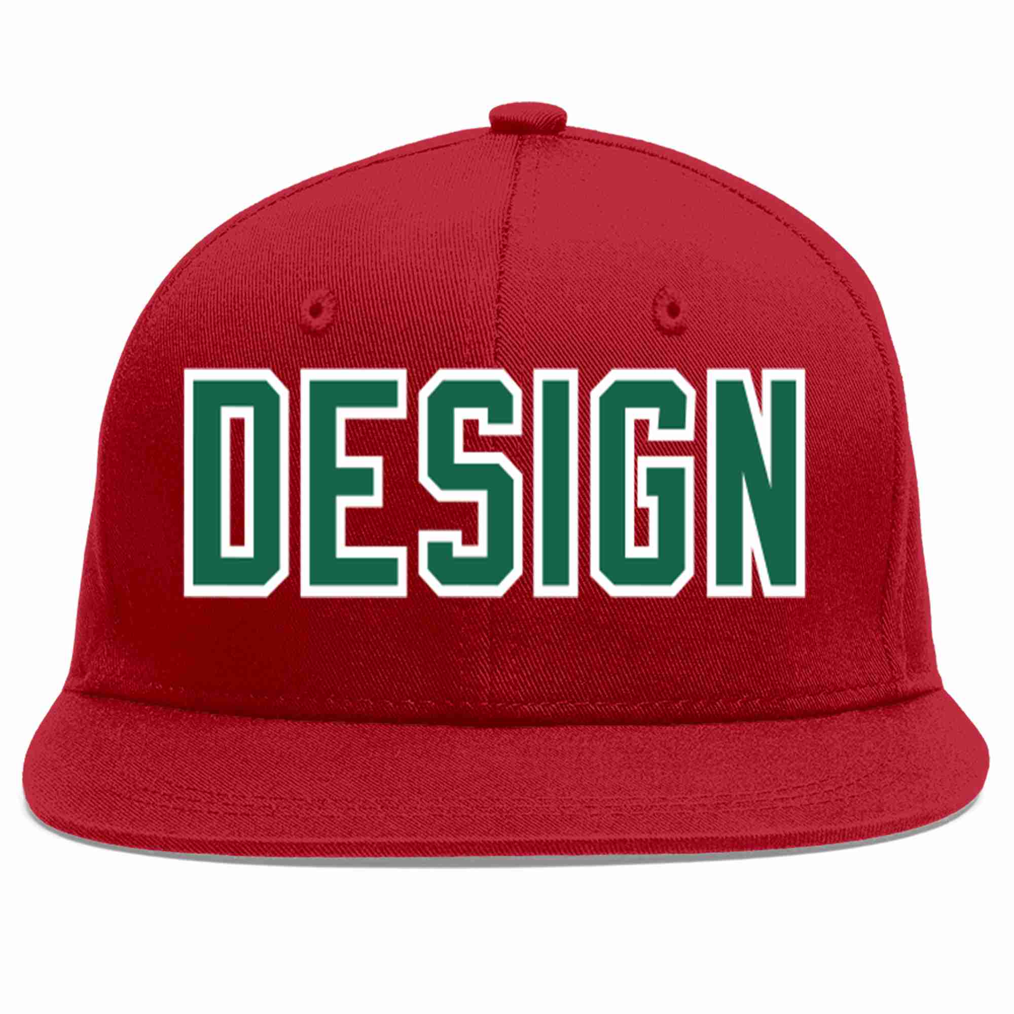 Custom Red Kelly Green-White Flat Eaves Sport Baseball Cap Design for Men/Women/Youth