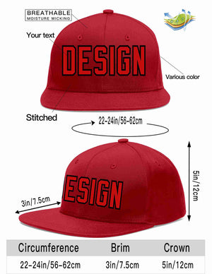 Custom Red Red-Black Flat Eaves Sport Baseball Cap Design for Men/Women/Youth