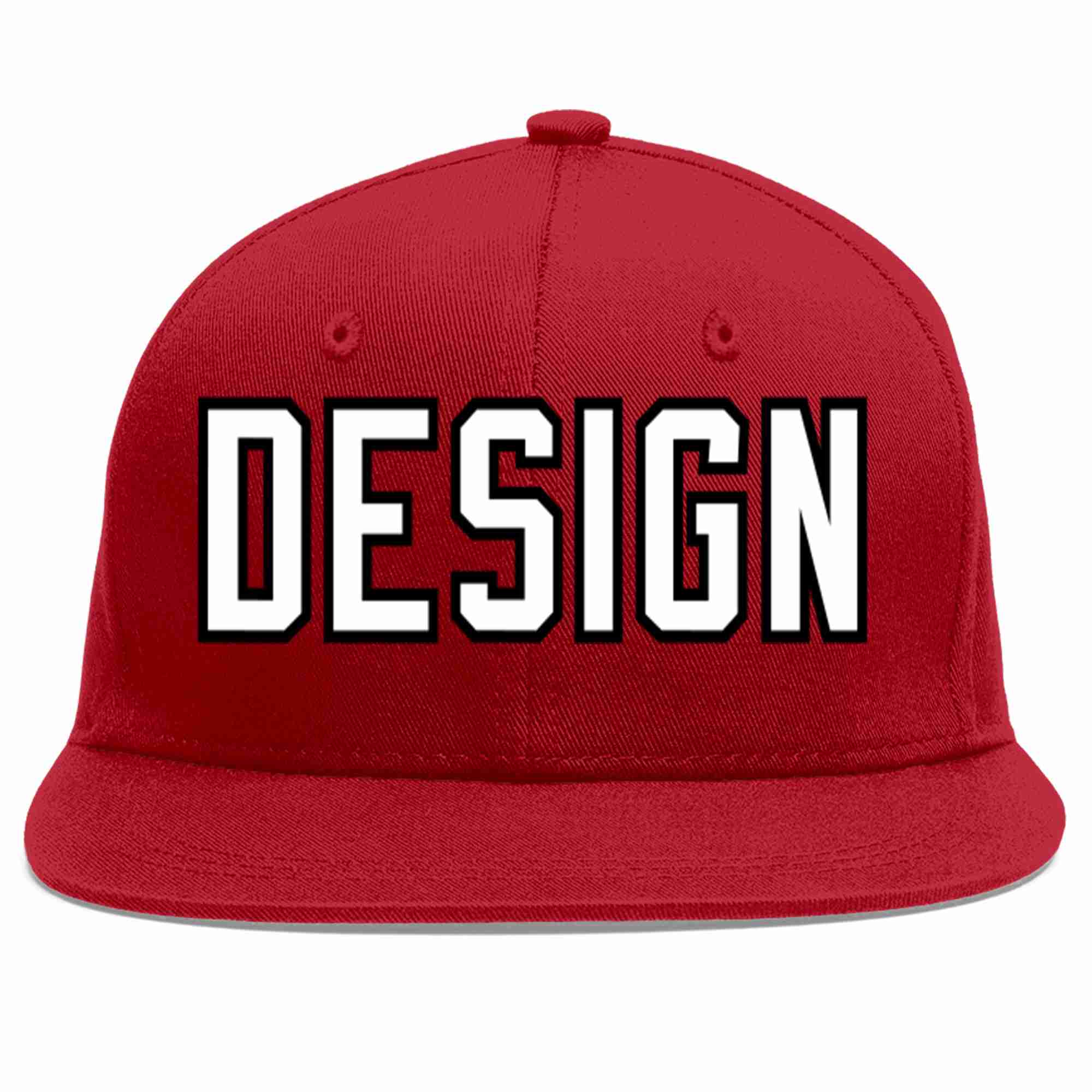 Conception personnalisée de casquette de baseball de sport à avant-toit plat rouge blanc-noir pour hommes/femmes/jeunes