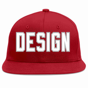 Custom Red White-Gray Flat Eaves Sport Baseball Cap Design for Men/Women/Youth