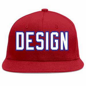 Custom Red White-Royal Flat Eaves Sport Baseball Cap Design for Men/Women/Youth