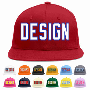 Custom Red White-Royal Flat Eaves Sport Baseball Cap Design for Men/Women/Youth