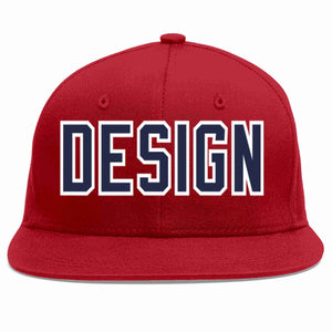 Custom Red Navy-White Flat Eaves Sport Baseball Cap Design for Men/Women/Youth