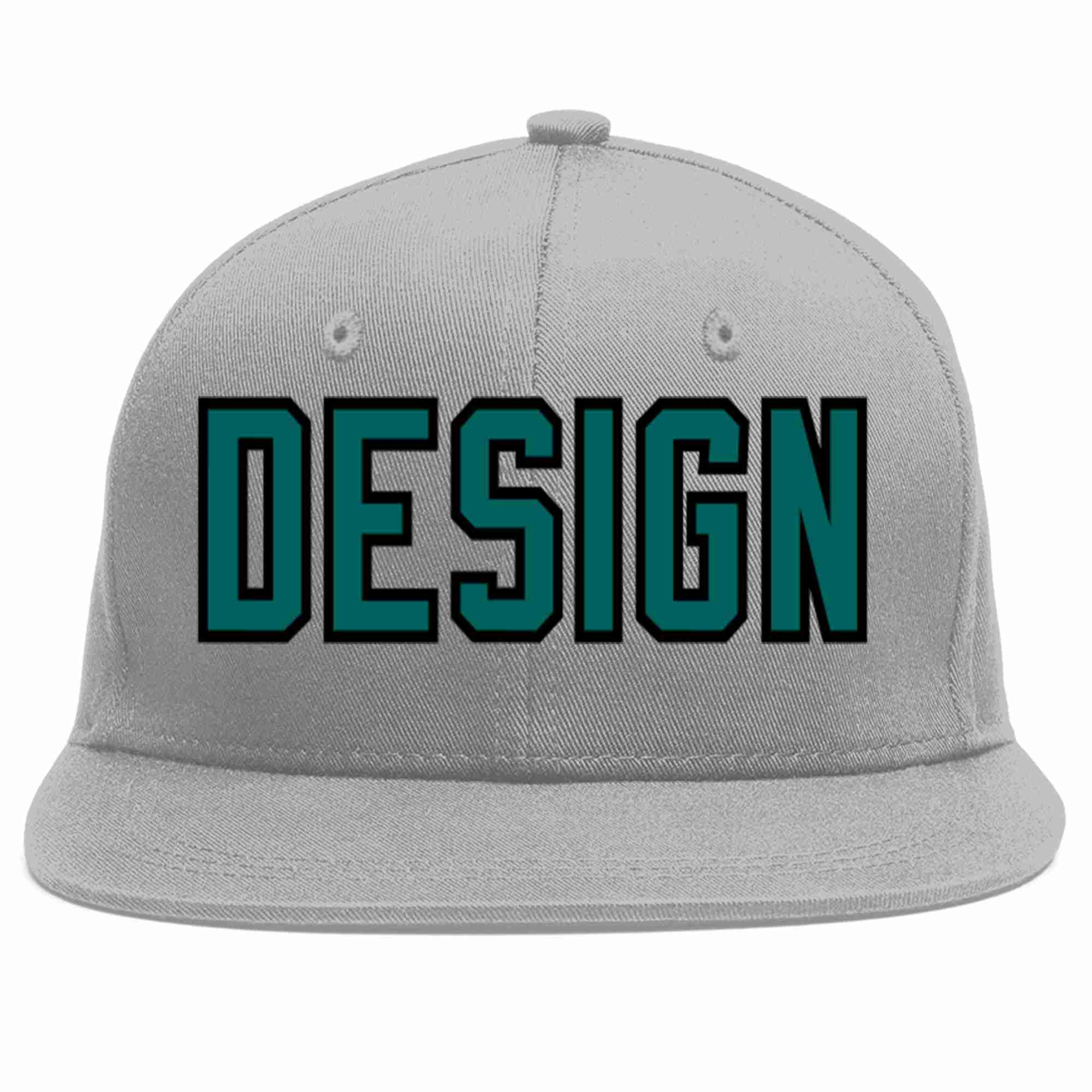 Conception personnalisée de casquette de baseball de sport à Eaves plates gris aqua-noir pour hommes/femmes/jeunes