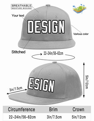 Custom Gray White-Black Flat Eaves Sport Baseball Cap Design for Men/Women/Youth