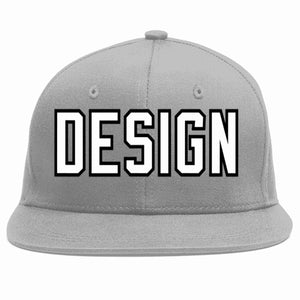 Custom Gray White-Black Flat Eaves Sport Baseball Cap Design for Men/Women/Youth