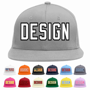 Custom Gray White-Black Flat Eaves Sport Baseball Cap Design for Men/Women/Youth